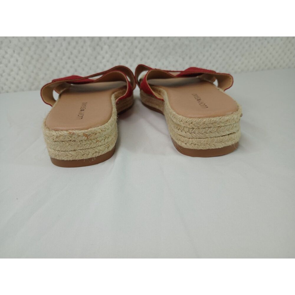 Lucky Brand Women's 10 Gayte Red Gingham Slide Flat Platform Slides - Picture 3 of 10